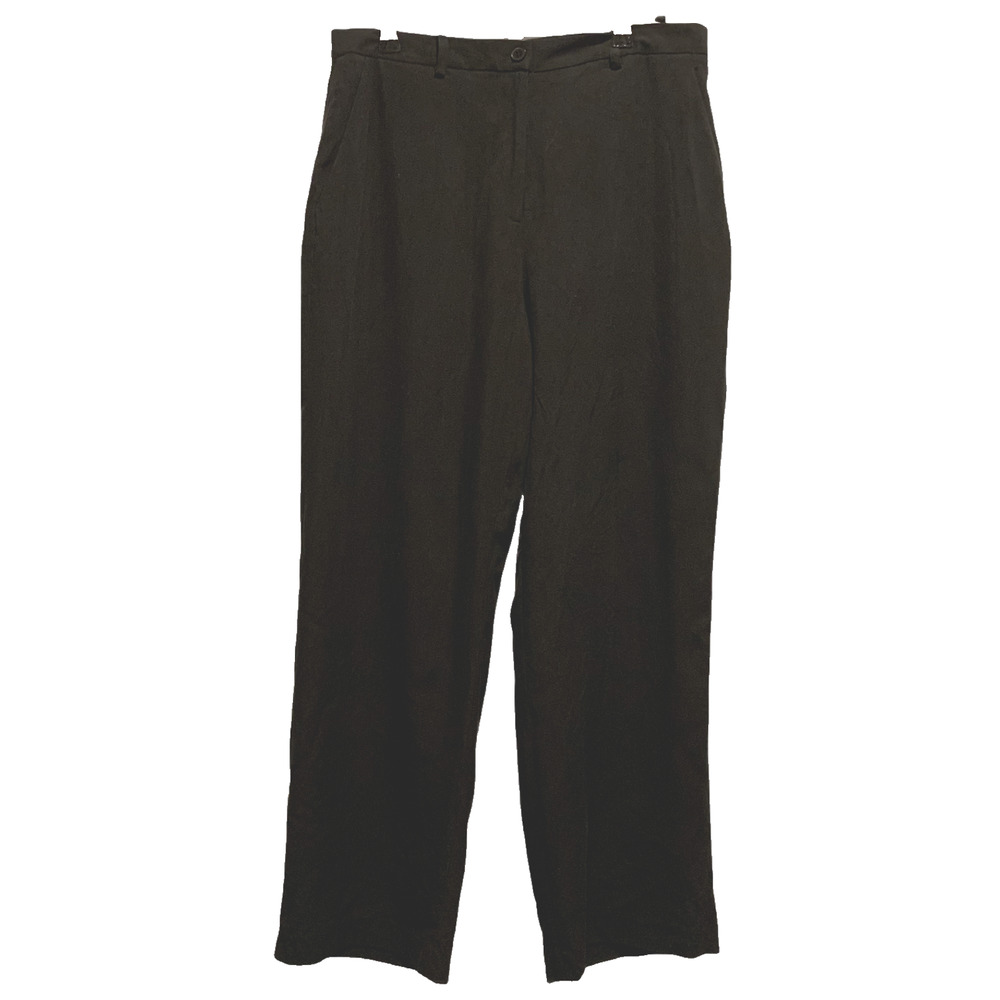 Josephine Chaus Petite Black Silk Straight Pants 12P Classic Corp Workwear‎